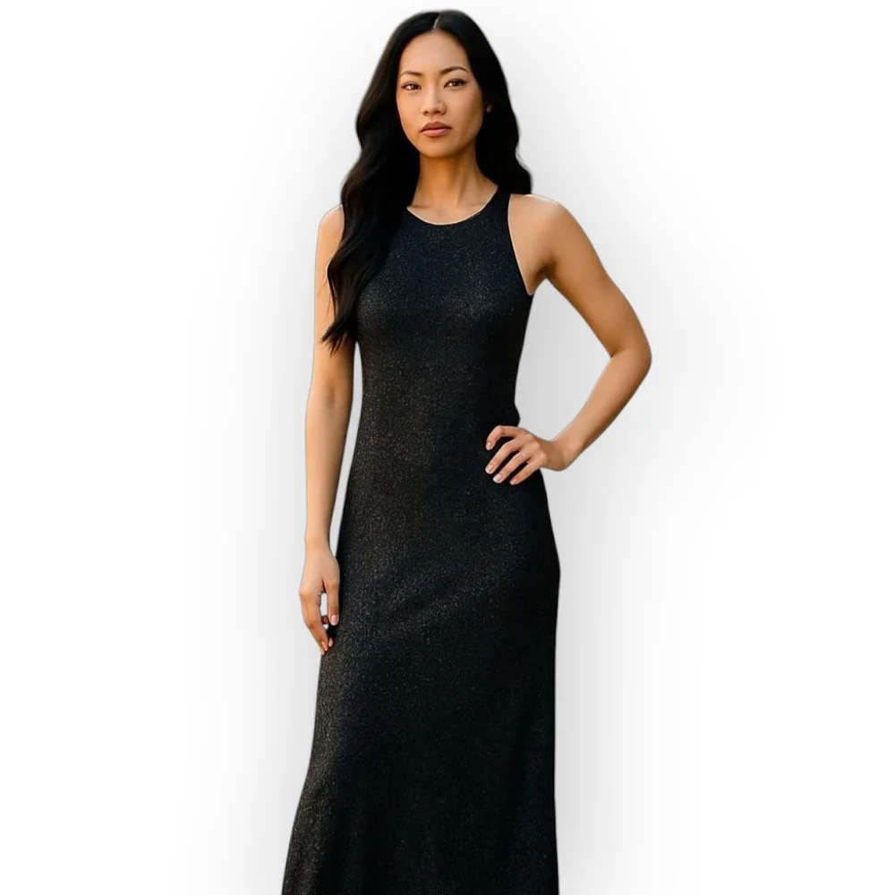 City Triangles Black Sparkle Bodycon Maxi Dress Medium